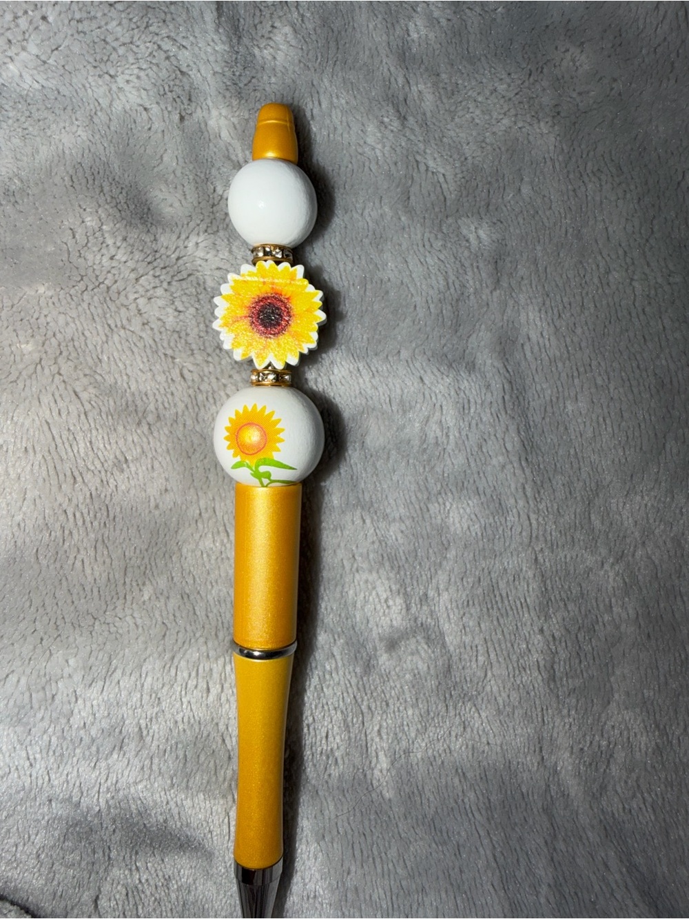 Sunflower Beaded Yellow Pen Charm Accessory